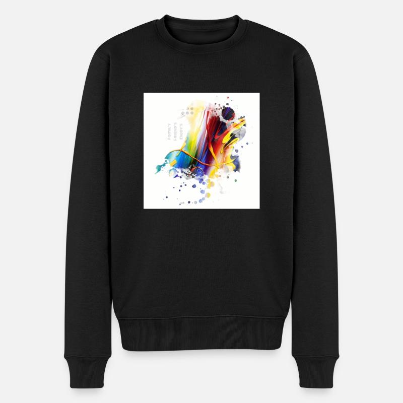 Farbschwall der Familienfreude - Männer Premium Bio Pullover - Schwarz