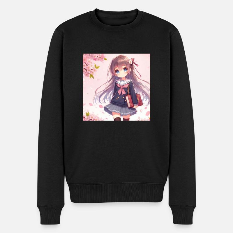 Mädchen Japanische Cartoons Manga - Männer Premium Bio Pullover - Schwarz