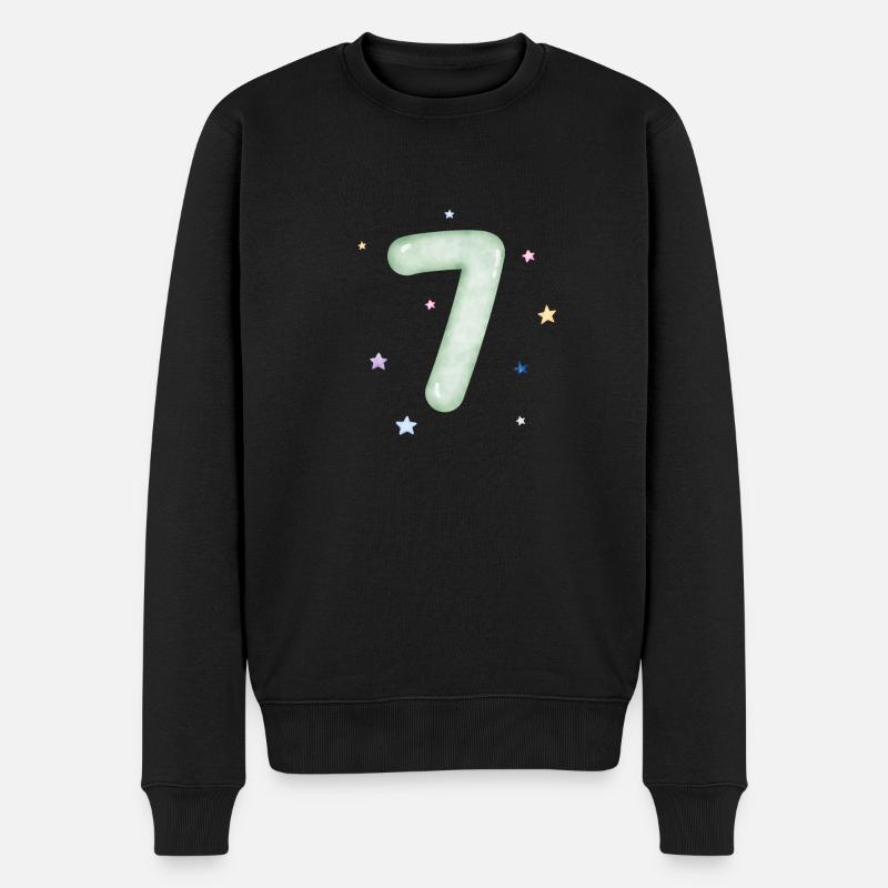 7. Jubiläum Aquarell Stern - Männer Premium Bio Pullover - Schwarz
