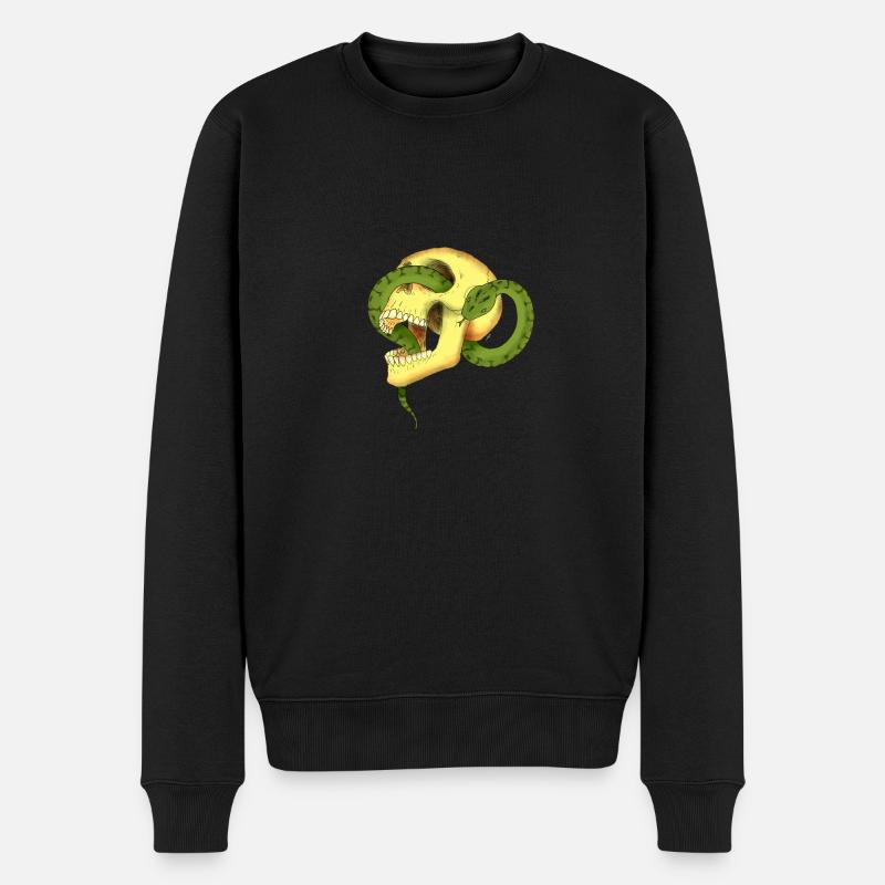 Totenkopf mit Schlange - Männer Premium Bio Pullover - Schwarz