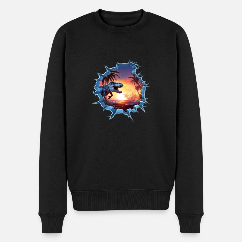 Dinosaurier T-Rex Aufkleber - Männer Premium Bio Pullover - Schwarz
