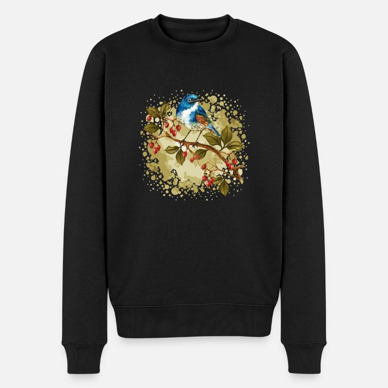Bunter Vogel - Männer Premium Bio Pullover - Schwarz