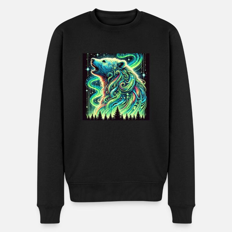 Bären-Aurora - Männer Premium Bio Pullover - Schwarz