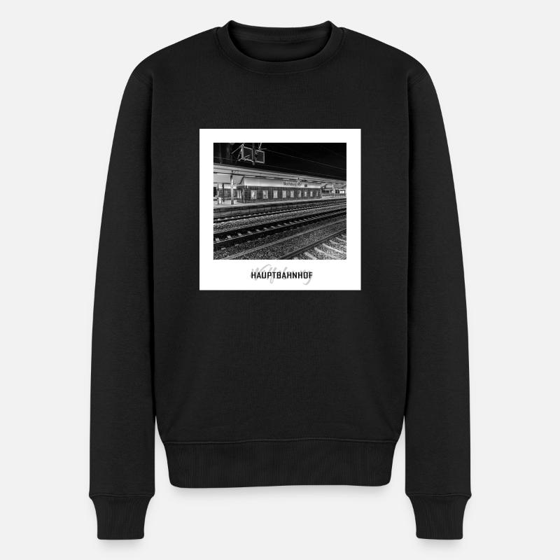 Wolfsburg Hauptbahnhof - Männer Premium Bio Pullover - Schwarz