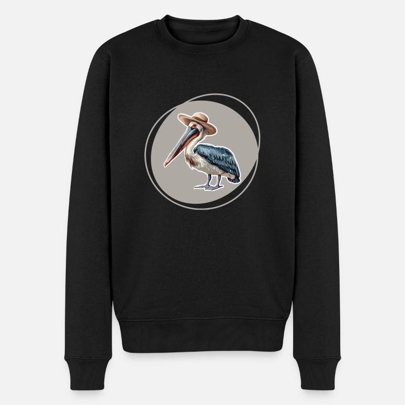 Pelikan im Urlaub - Männer Premium Bio Pullover - Schwarz