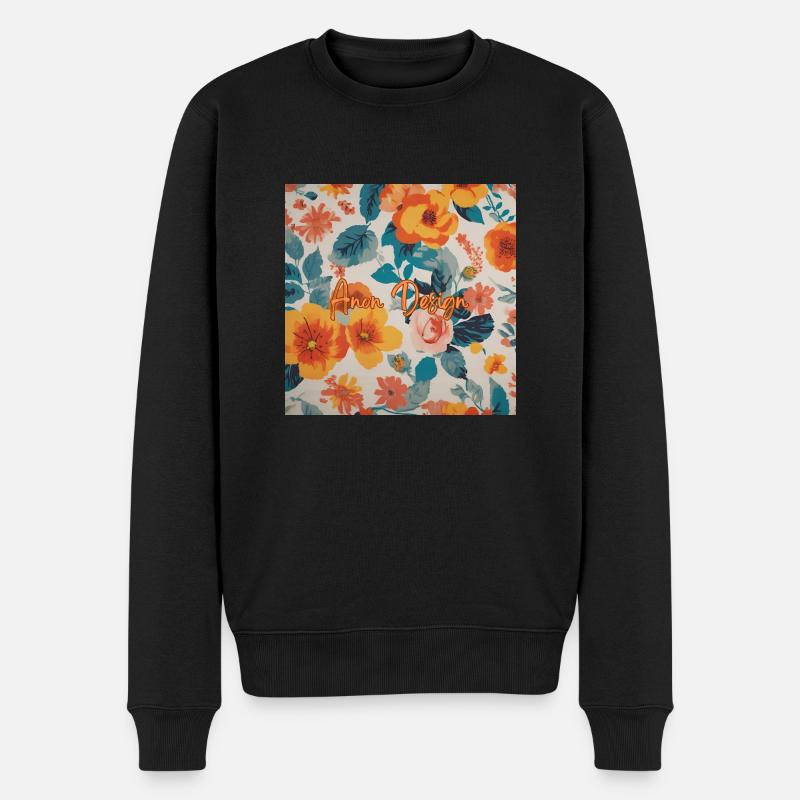 Blumen - Männer Premium Bio Pullover - Schwarz