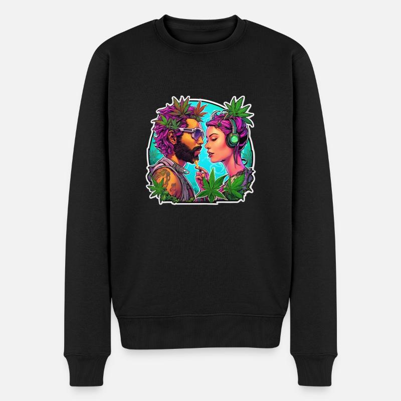 Party Paar Pic pini - Männer Premium Bio Pullover - Schwarz