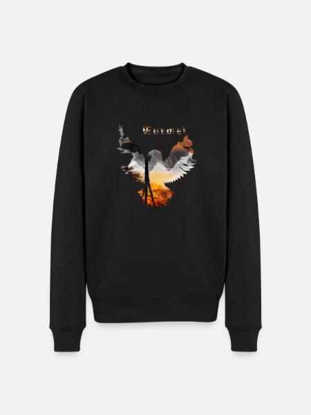 Adler Wildnis - Männer Premium Bio Pullover - Schwarz