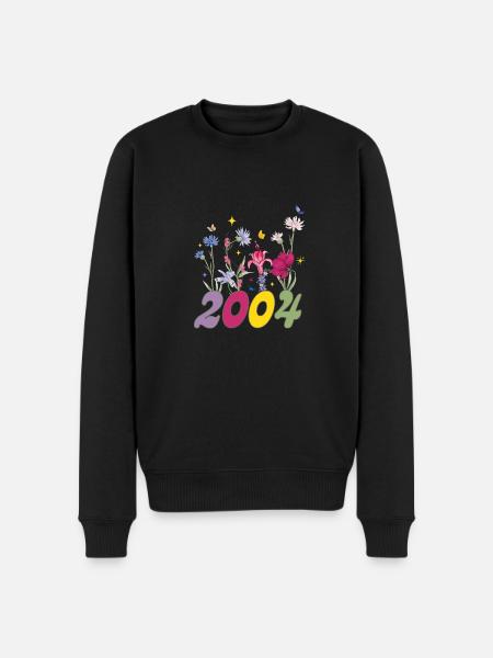 Year of birth 2004 wildflowers - Men's Premium Organic Jumper - black