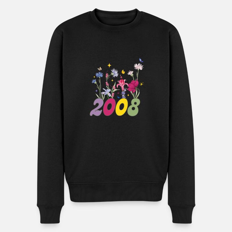 Geburtsjahr 2008 Wildblumen - Männer Premium Bio Pullover - Schwarz