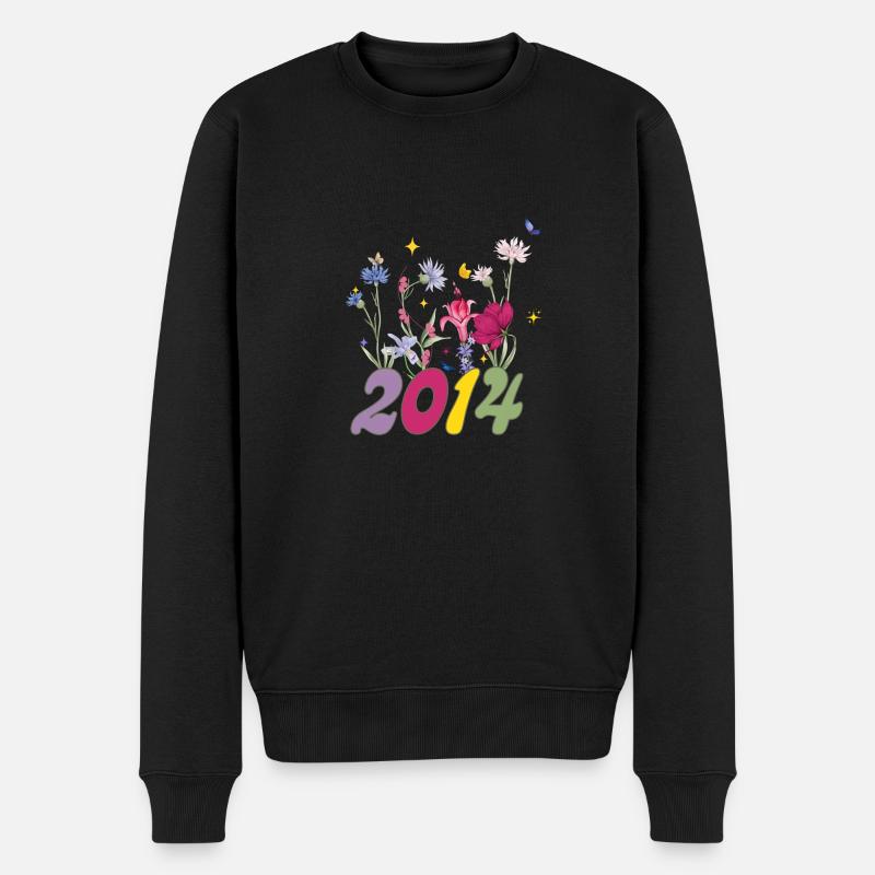 Geburtsjahr 2014 Wildblumen - Männer Premium Bio Pullover - Schwarz