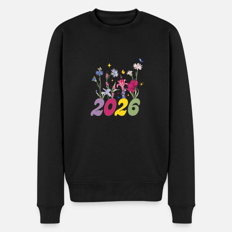 Geburtsjahr 2026 Wildblumen - Männer Premium Bio Pullover - Schwarz