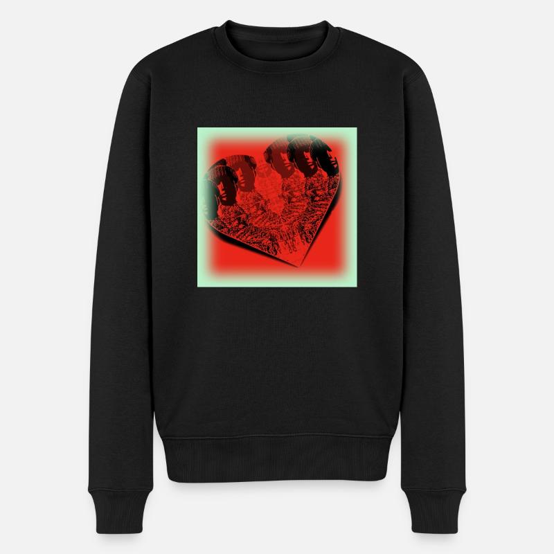 Rot Herz und... - Männer Premium Bio Pullover - Schwarz