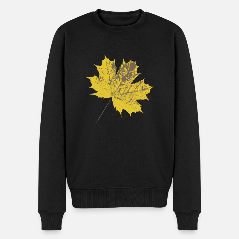 Gelbes Ahornblatt - Männer Premium Bio Pullover - Schwarz