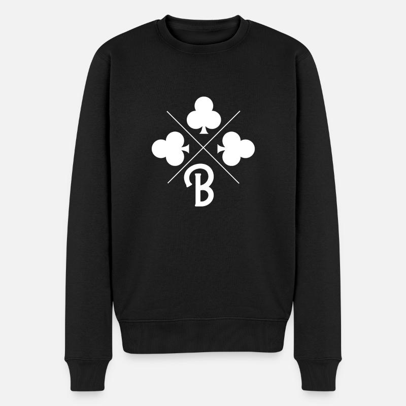 Lettre b trèfle porte bonheur - Pull Premium bio Homme - noir