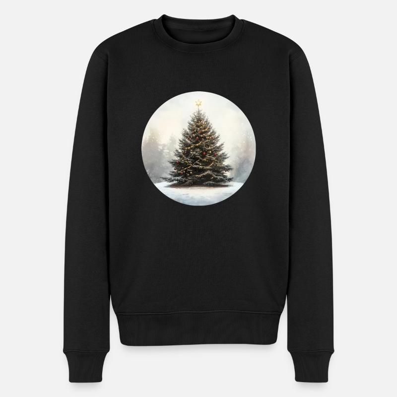 Weihnachtsbaum - Männer Premium Bio Pullover - Schwarz