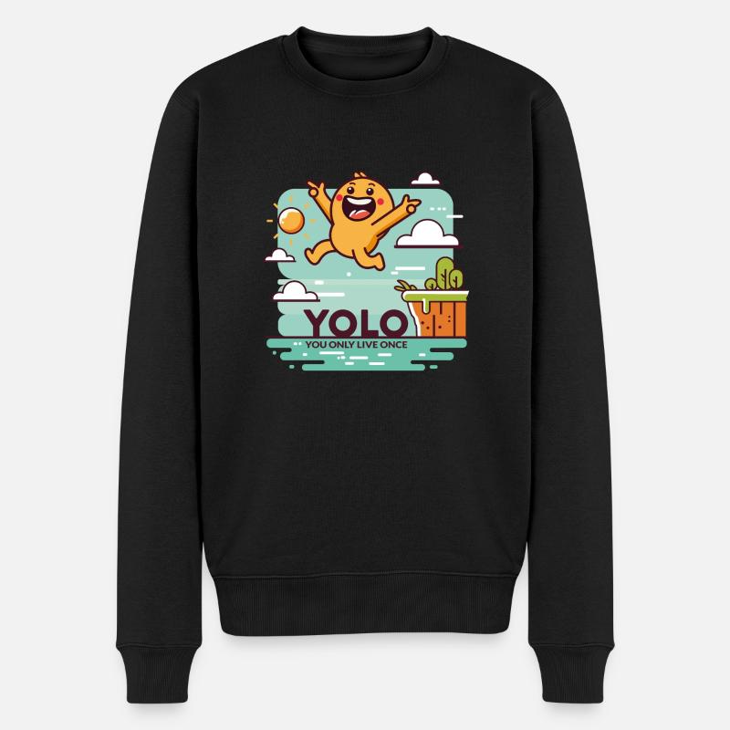 Design "Leap of Joy" YOLO - Männer Premium Bio Pullover - Schwarz