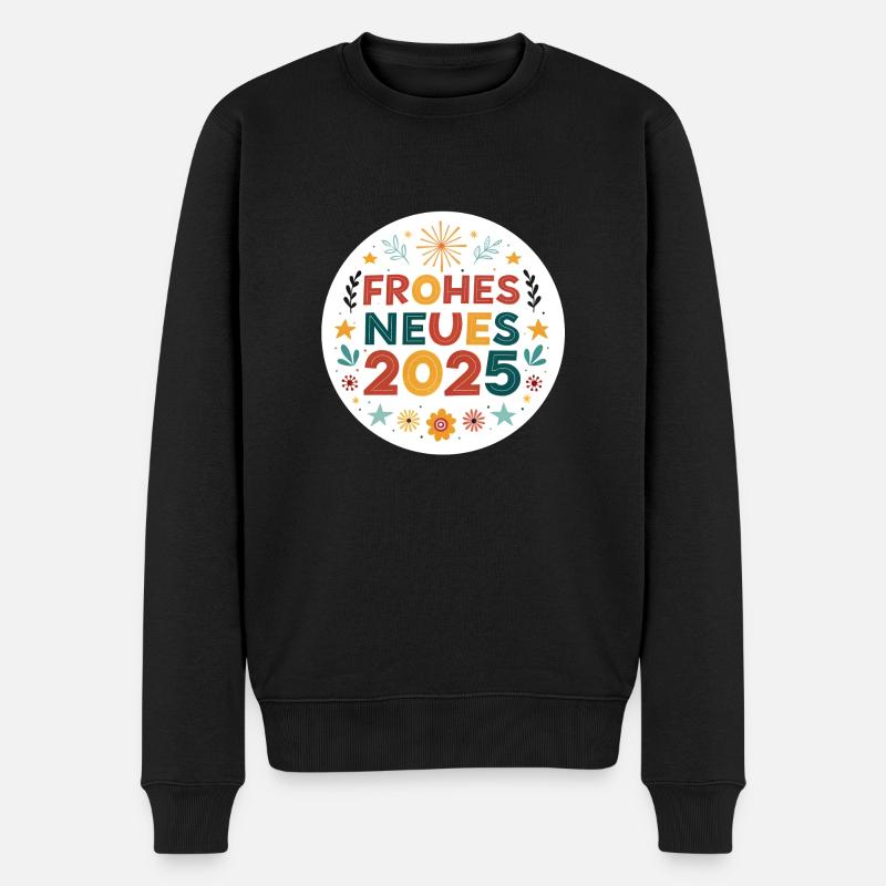Frohes Neues 2025 - Männer Premium Bio Pullover - Schwarz