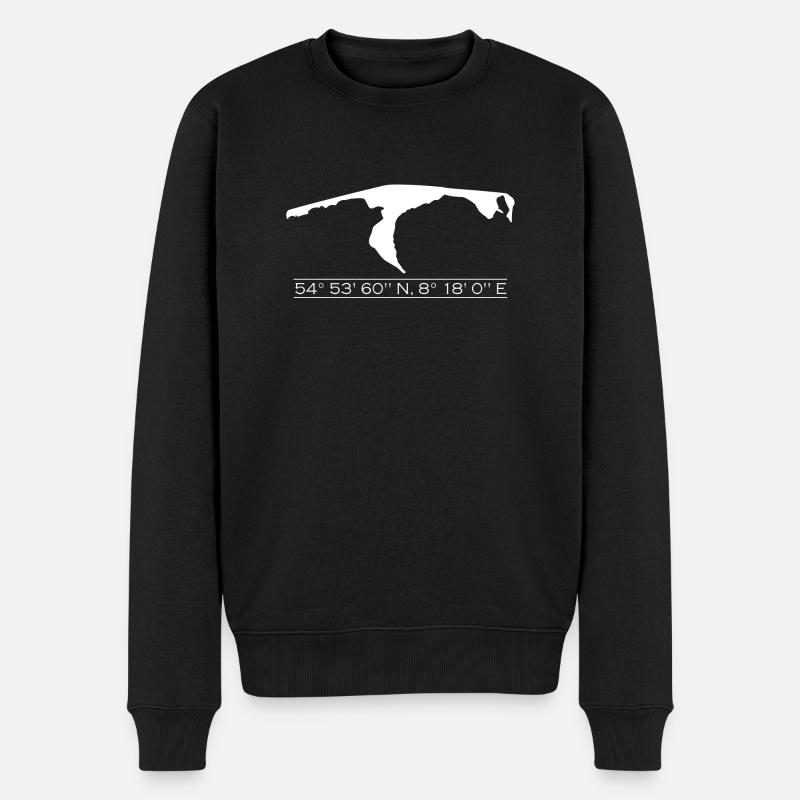 Sylt | Koordinaten | Weiss - Männer Premium Bio Pullover - Schwarz