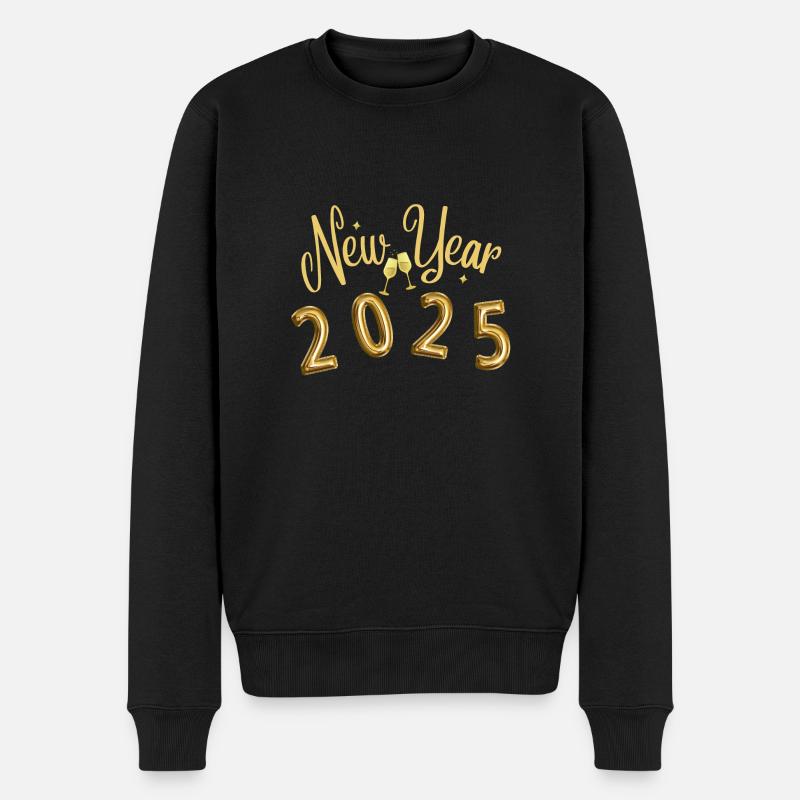 New Year 2025 Cheers - Männer Premium Bio Pullover - Schwarz
