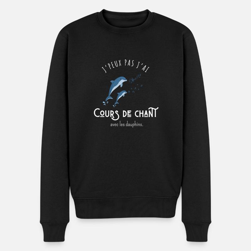 J’peux pas j’ai cours de chant avec les dauphins - Pull Premium bio Homme - noir