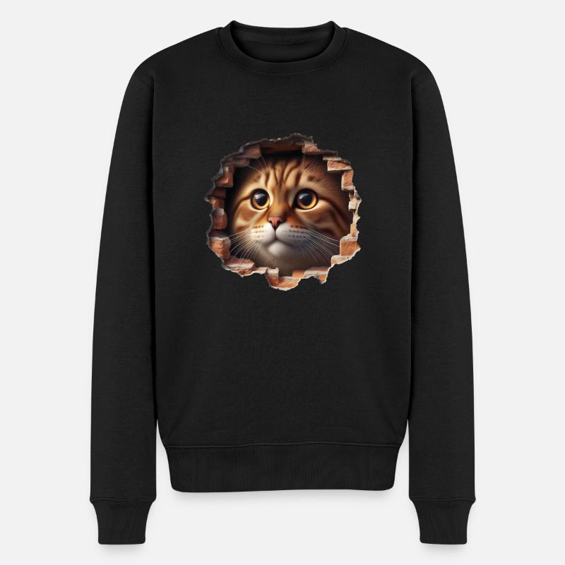 Katze im Loch 2 - Männer Premium Bio Pullover - Schwarz