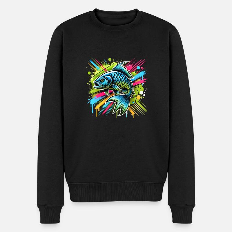 Pêcheur de poissons - Pull Premium bio Homme - noir