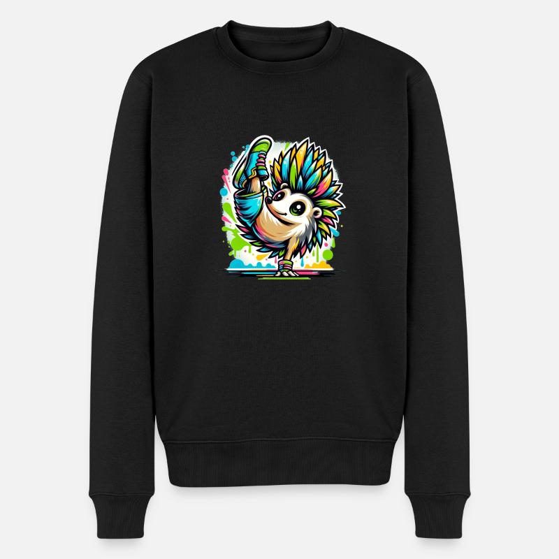 cooler Igel Breakdance Tanzen - Männer Premium Bio Pullover - Schwarz