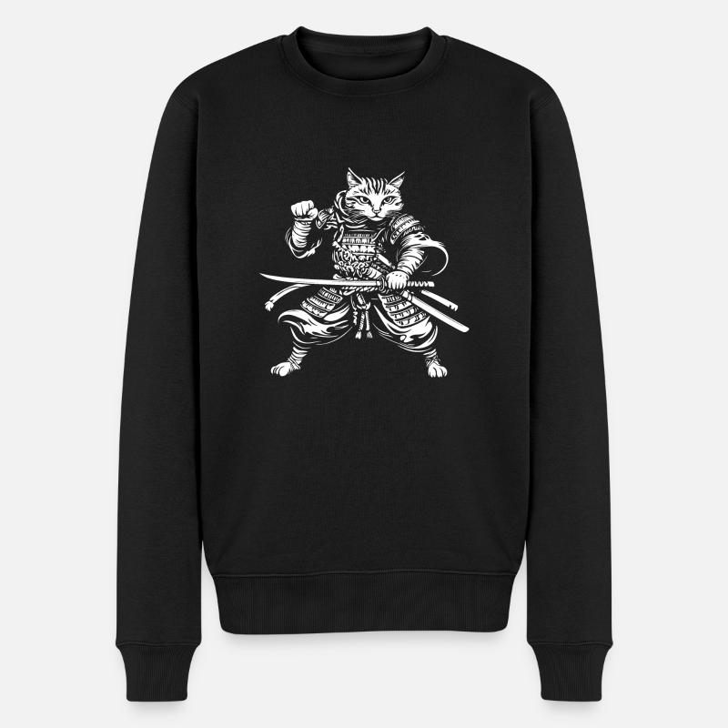 Chat Samouraï - Pull Premium bio Homme - noir