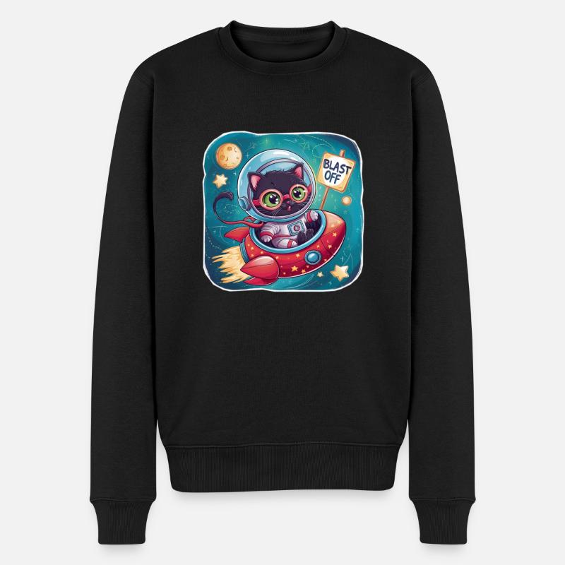Cat Astronaut - expédition spatiale - Pull Premium bio Homme - noir