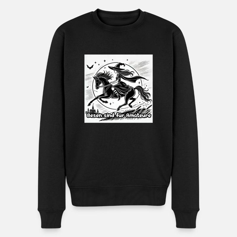 Pferde statt Besen - Männer Premium Bio Pullover - Schwarz