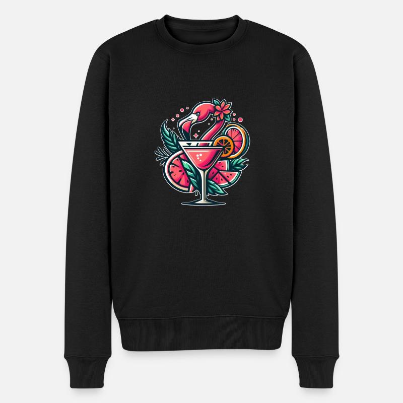 Flamingo Cocktail Logo - Pull Premium bio Homme - noir