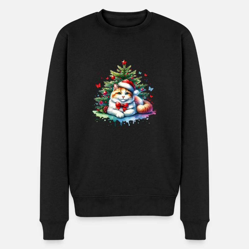 Chat mignon Noël - Pull Premium bio Homme - noir