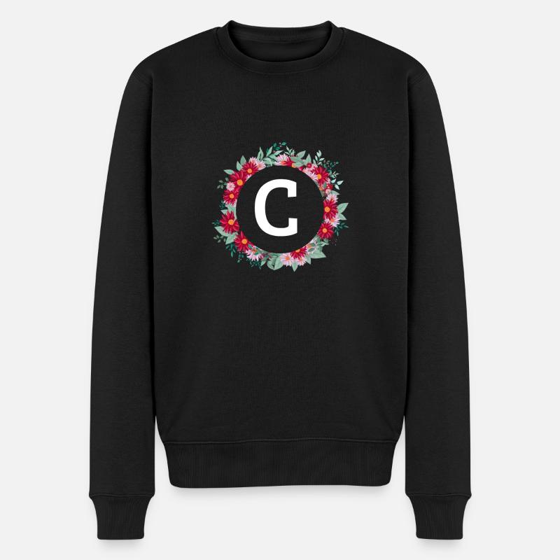 Buchstabe c Blumenkrone - Männer Premium Bio Pullover - Schwarz