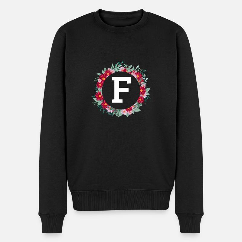 Buchstabe f Blumenkrone - Männer Premium Bio Pullover - Schwarz