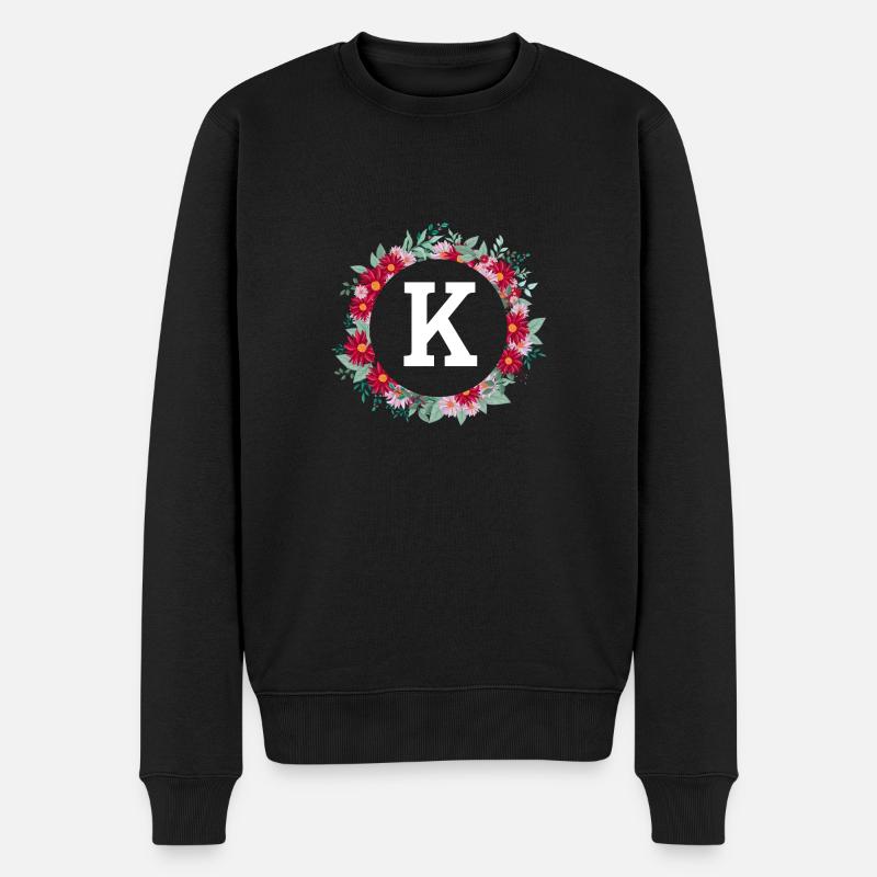 Buchstabe k Blumenkrone - Männer Premium Bio Pullover - Schwarz
