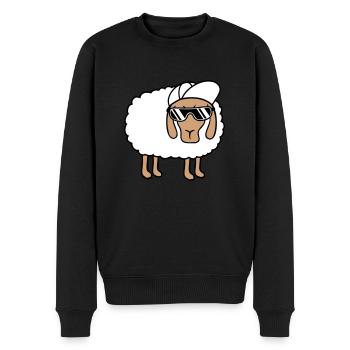 Cooles Schaf Sonnenbrille Cappy Mütze Sommer Spaß - Männer Premium Bio Pullover - Schwarz - Vorne - Nico (187cm)