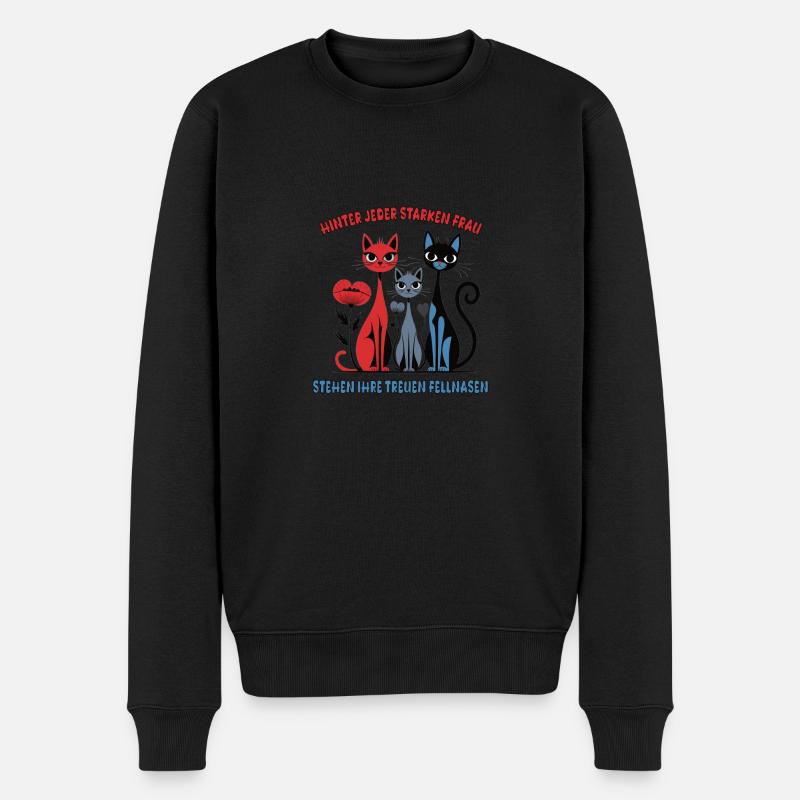 Hinter Jeden Starken Frau stehen ihre Fellnasen - Männer Premium Bio Pullover - Schwarz
