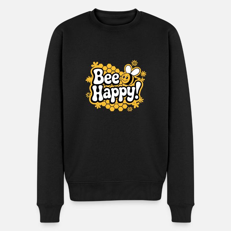 Happy Bee Buzz - Männer Premium Bio Pullover - Schwarz