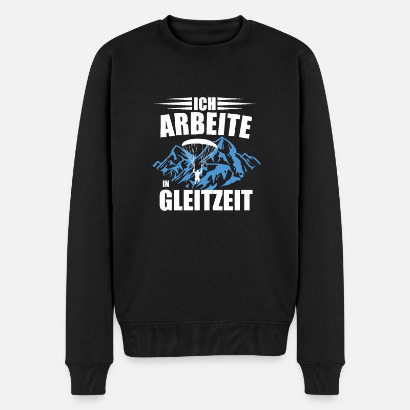 Ich arbeite in Gleitzeit _ Gleitschirmfliegen - Männer Premium Bio Pullover - Schwarz