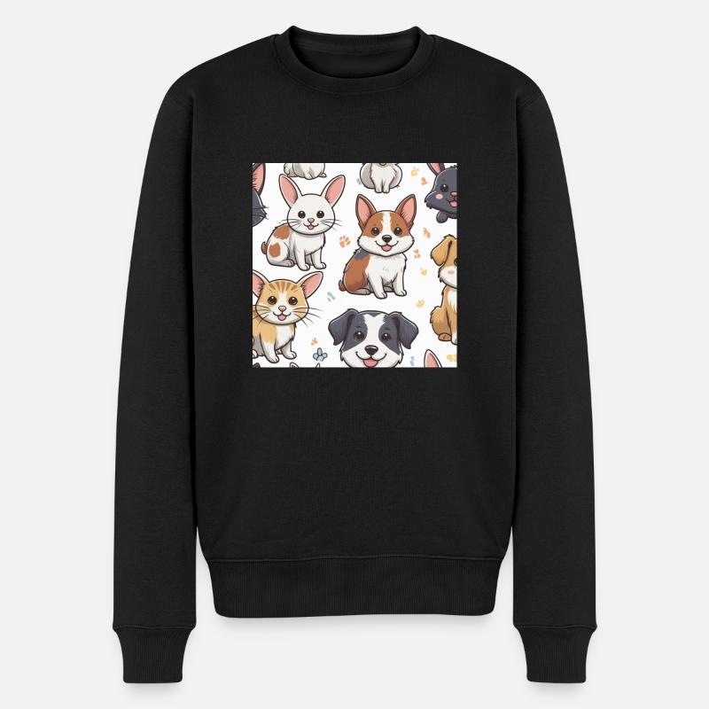 Griffonnages d’animaux mignons - Pull Premium bio Homme - noir