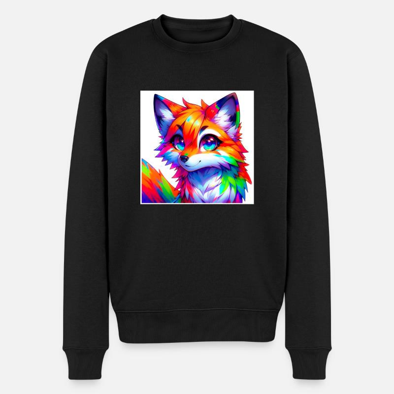 Bunter Fuchs - Männer Premium Bio Pullover - Schwarz