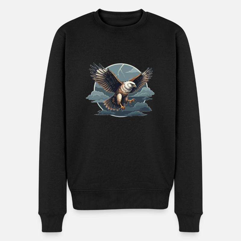 Habicht und Gewitterwolken - Männer Premium Bio Pullover - Schwarz