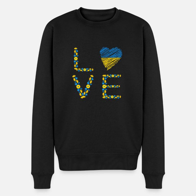 Love Ucraine - Männer Premium Bio Pullover - Schwarz