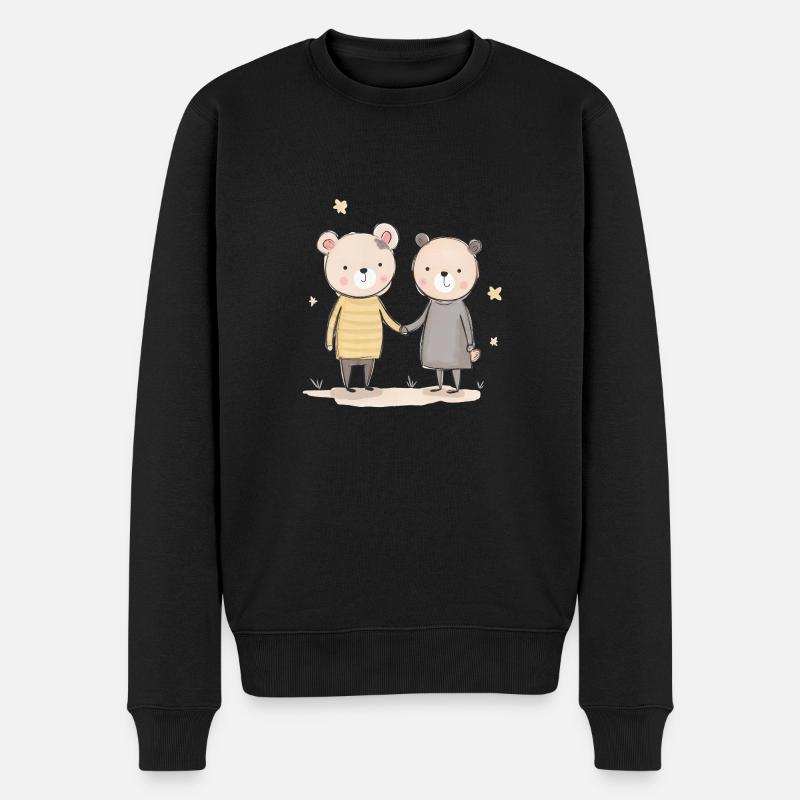 Bären-Paar - Männer Premium Bio Pullover - Schwarz