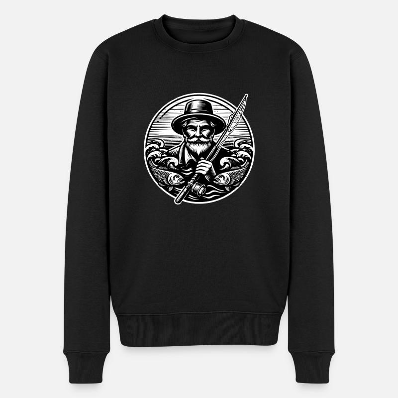 Angler Logo - Männer Premium Bio Pullover - Schwarz
