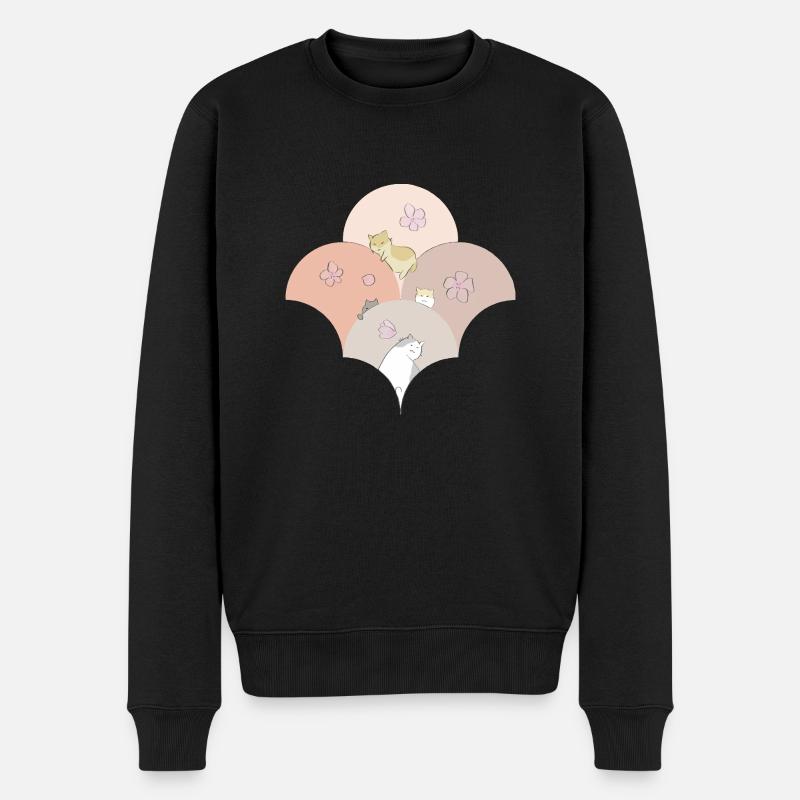 Kawaii Kätzchen - Männer Premium Bio Pullover - Schwarz
