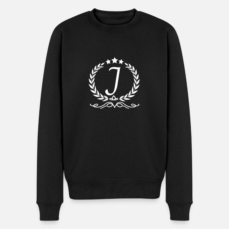 Buchstabe j Krone - Männer Premium Bio Pullover - Schwarz