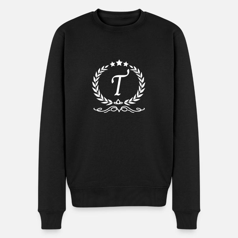 Lettre t couronne - Pull Premium bio Homme - noir