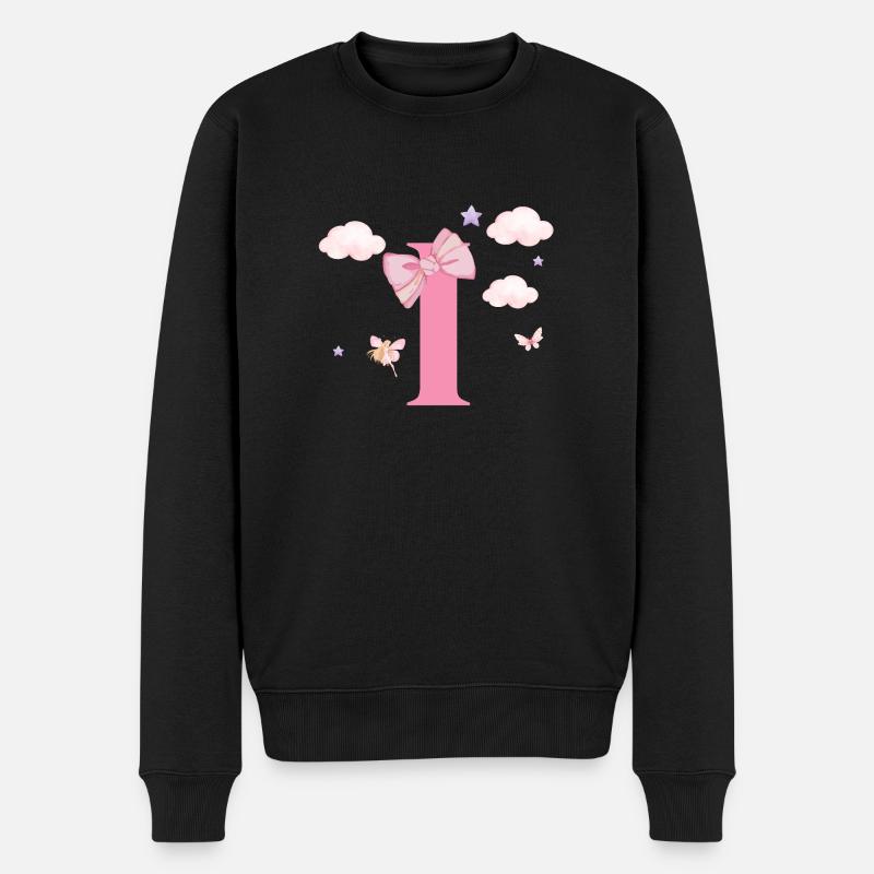 Lettre i rose nuages - Pull Premium bio Homme - noir